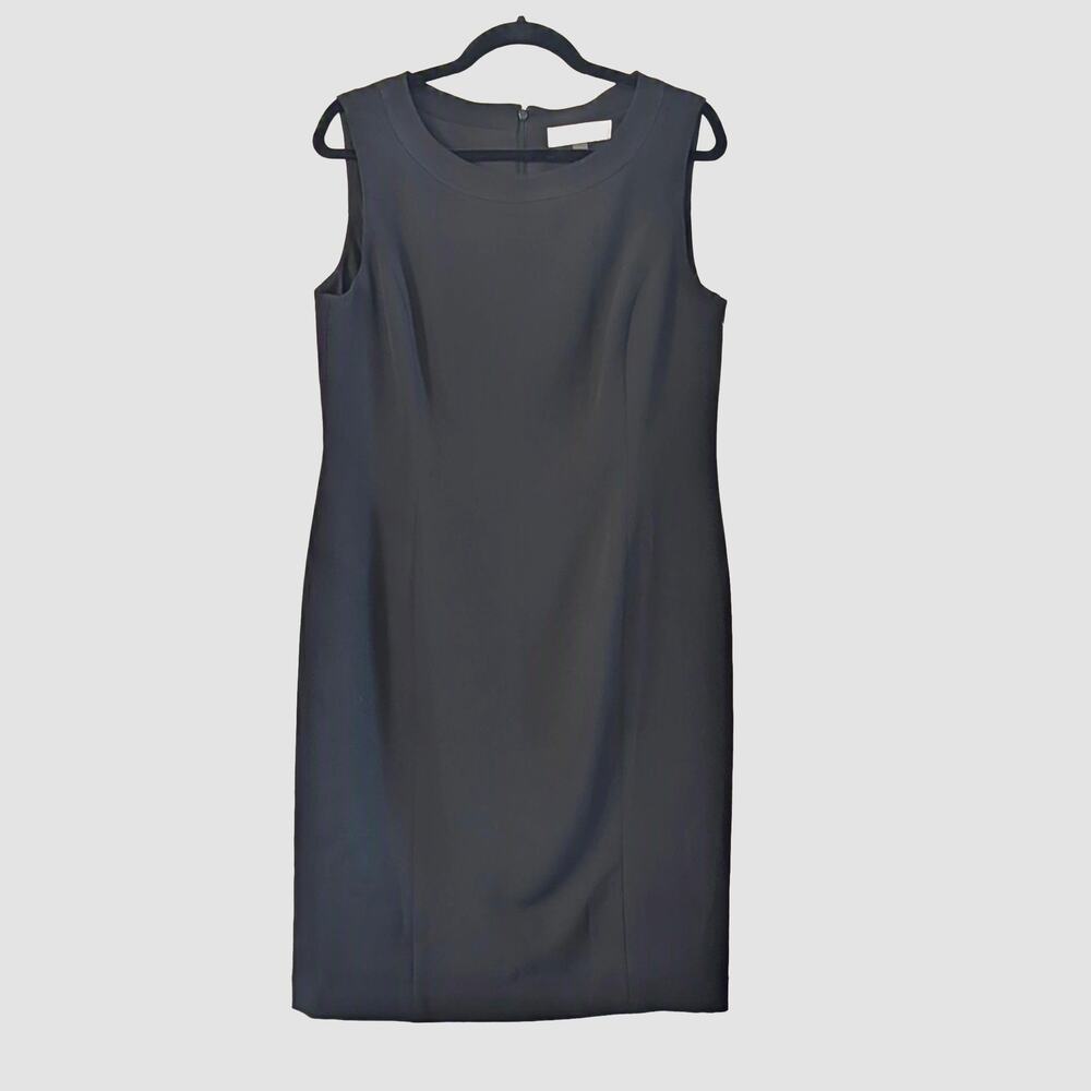 Kasper Black Sheath Dress Size 10 Sleeveless Career Office Lined